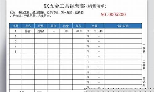 销货清单五金价格_五金建材销货清单