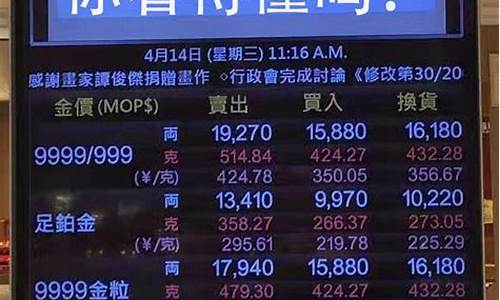 澳门这个月的金价_今天价